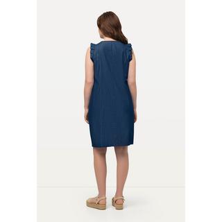 Ulla Popken Robe Effet Jean Ligne A Col V Manches Papillon  