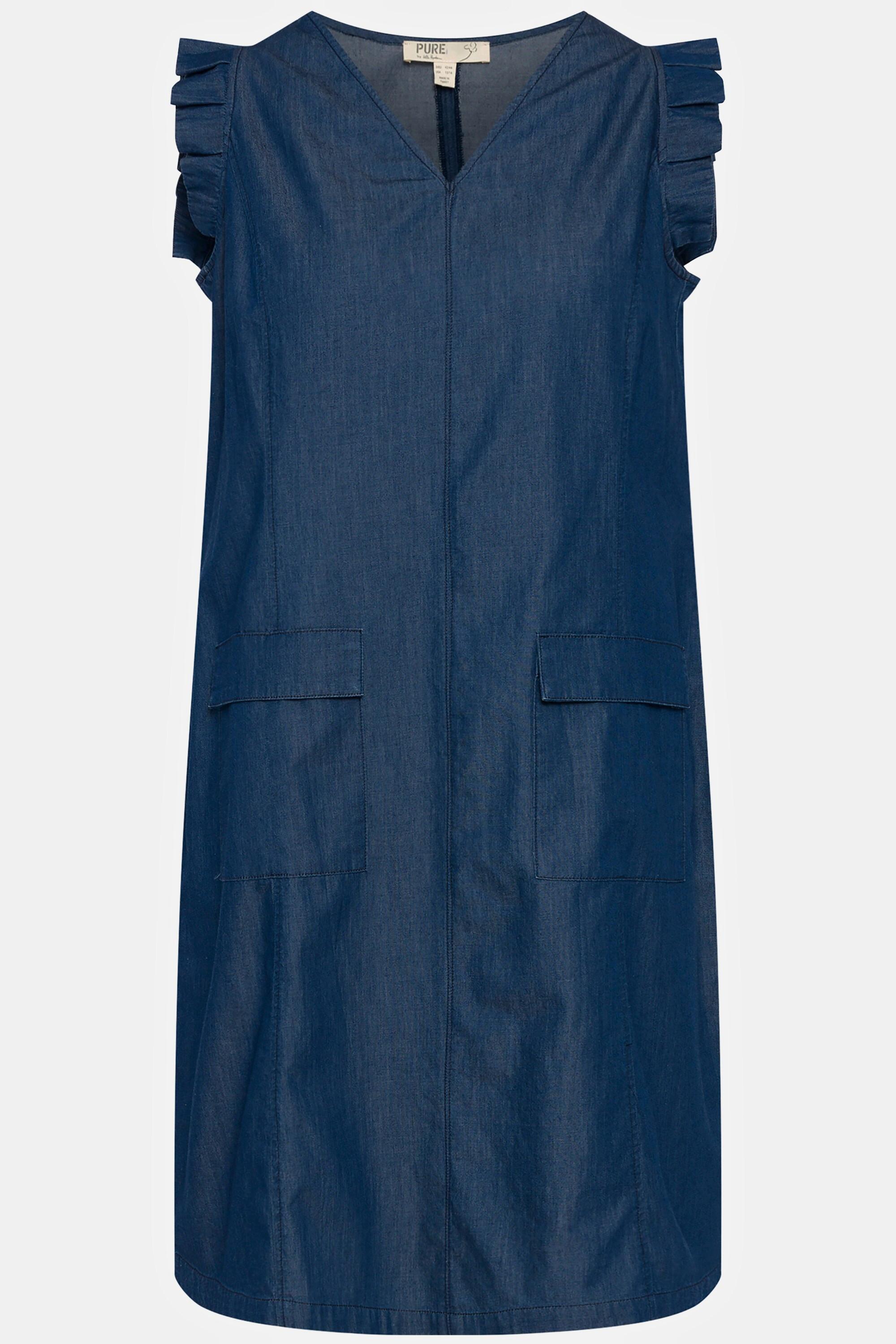 Ulla Popken Robe Effet Jean Ligne A Col V Manches Papillon  