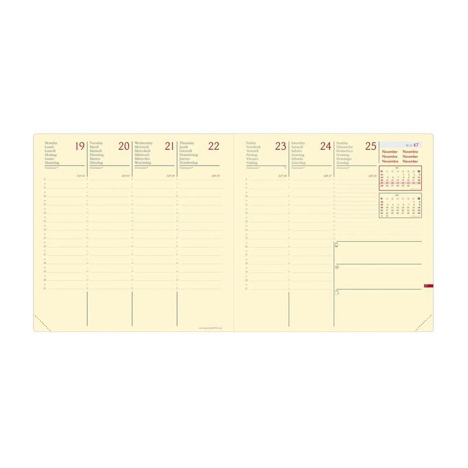Quo Vadis Quo Vadis - Terminkalender - 2025 - Executif Prestige - Die Woche Planning - Mehrsprachig - Silk - Hellgrün - Dez/Dez - 16x16 cm - C lairefontaine-Papier Elfenbein - Hergestellt in Frankreich  
