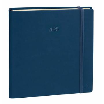 Quo Vadis - Agenda - 2025 - Esecutivo Prestige - Settimana Planning - Multilingua - Silk - Blu - 13 mesi da dicembre a dicembre - 16x16 cm - Carta Clairefontaine Avorio - Prodotto in Francia