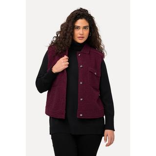 Ulla Popken  Gilet polaire à col chemise, bords francs, moelleux 