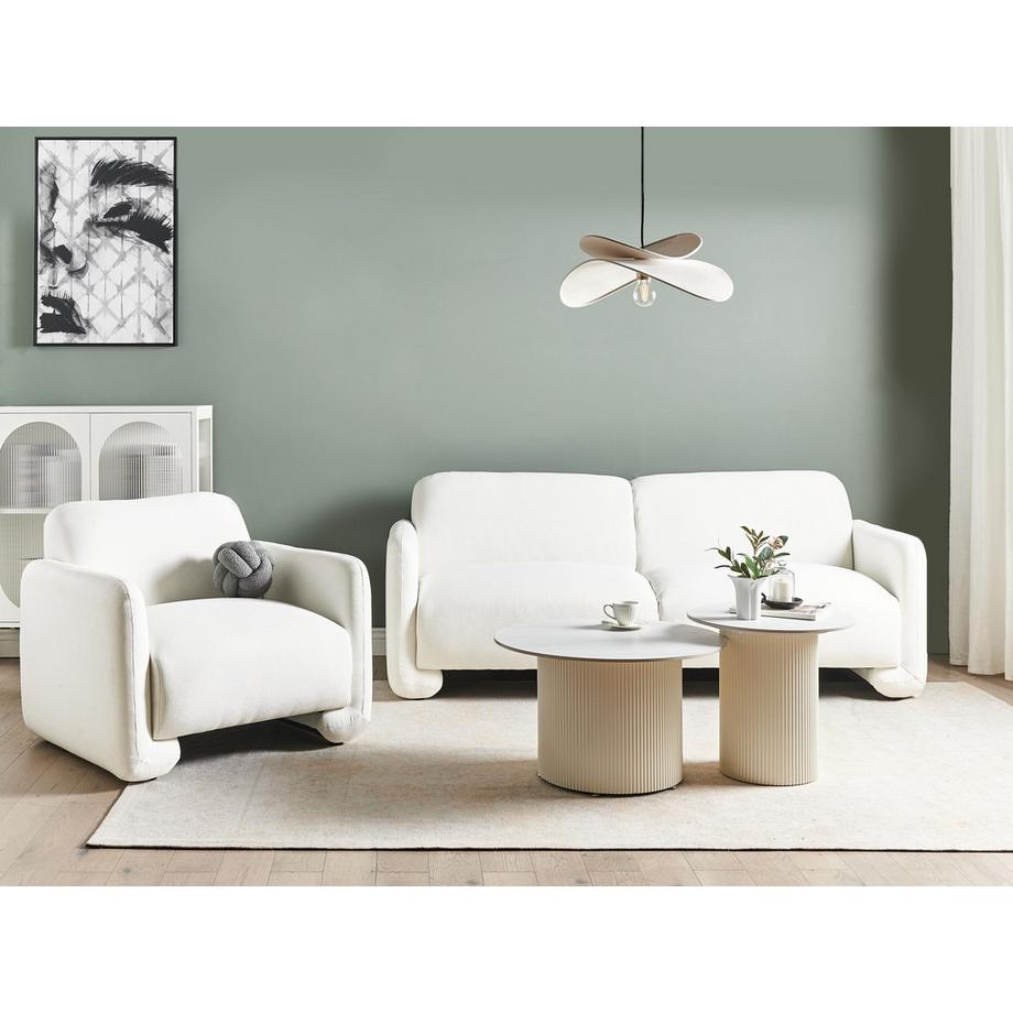 Beliani Canapé 3 places en Tissu Rétro SALAND  