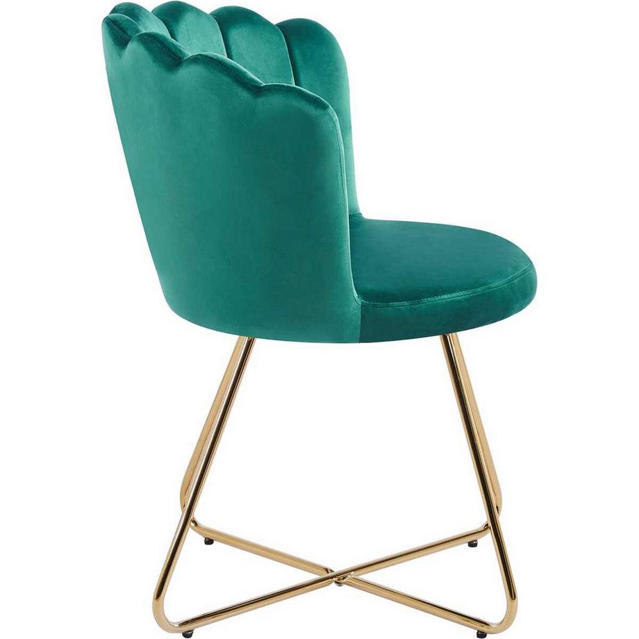 mutoni Chaise coquillage Vlonit velours métal vert or (lot de 2)  