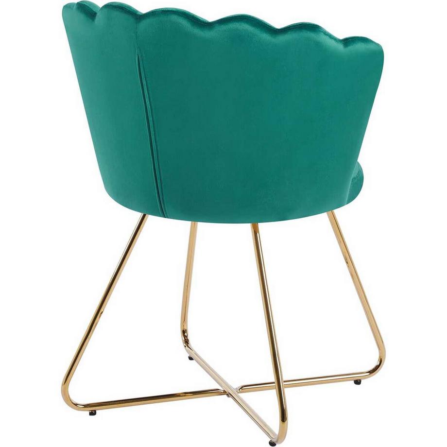mutoni Chaise coquillage Vlonit velours métal vert or (lot de 2)  