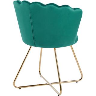 mutoni Chaise coque Vlonit velours métal vert doré (lot de 2)  