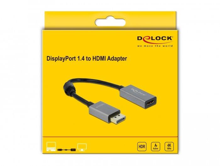 DeLock  DeLOCK DisplayPort attivo da 1.4 per HDMI Adattatore 4K 60 Hz (HDR) 