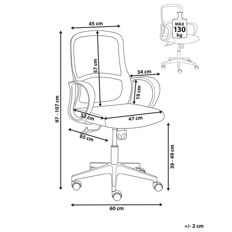 Beliani Chaise de bureau en Tissu maillé Moderne SENTA  