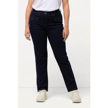 Jeans modello Mony con gamba conica, tessuto elasticizzato e tasche con zip