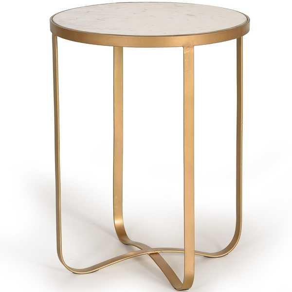 mutoni Beistelltisch Marmor weiss gold rund 45x45  