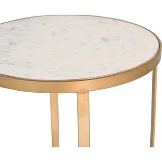 mutoni Table d'appoint marbre or blanc ronde 45x45  