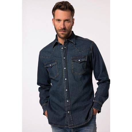 JP1880  Camicia di jeans JP1880 dalla vestibilità moderna con stile vintage, maniche lunghe e colletto ad apertura inglese blue jeans 