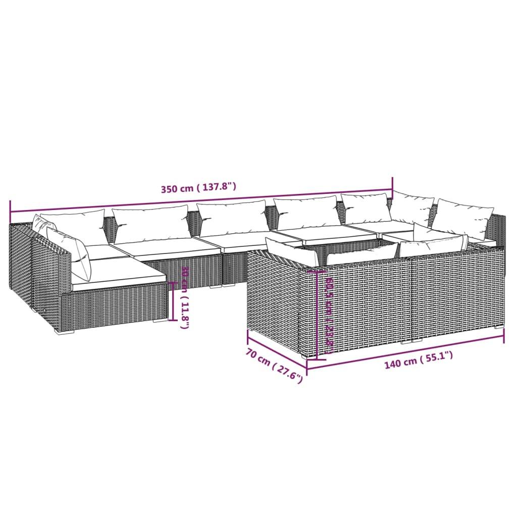 VidaXL Ensemble de meubles de jardin rotin synthétique  