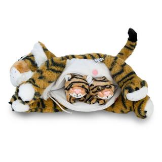 Mamanimals  Mamanimals Set peluche maman tigre et bébés, tigré 