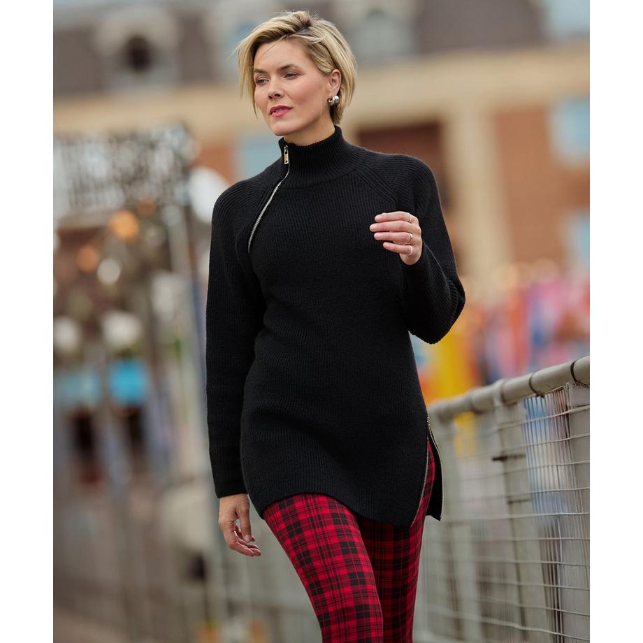 Joe Browns Pull Long Noir avec Détails Zippés  