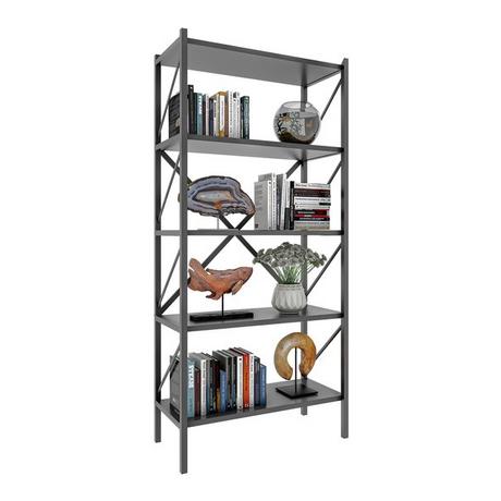 VCM Holz Metall Aufbewahrung Stand Regal Bücherregal Deko Bücher Standregal Insasi 5  