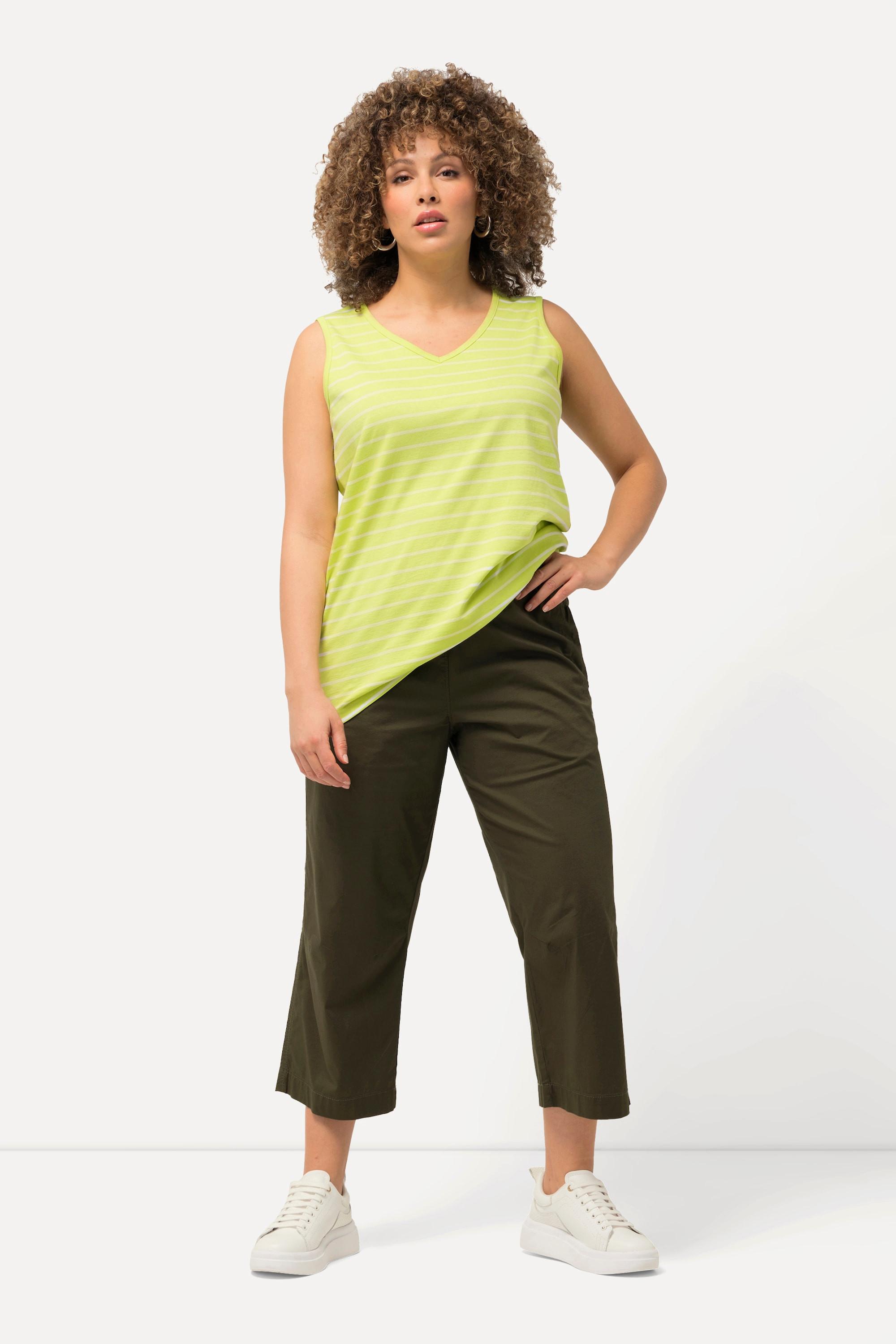 Ulla Popken  Pantalon 7/8 Ruby avec genoux préformés, jambes droites et taille élastique 