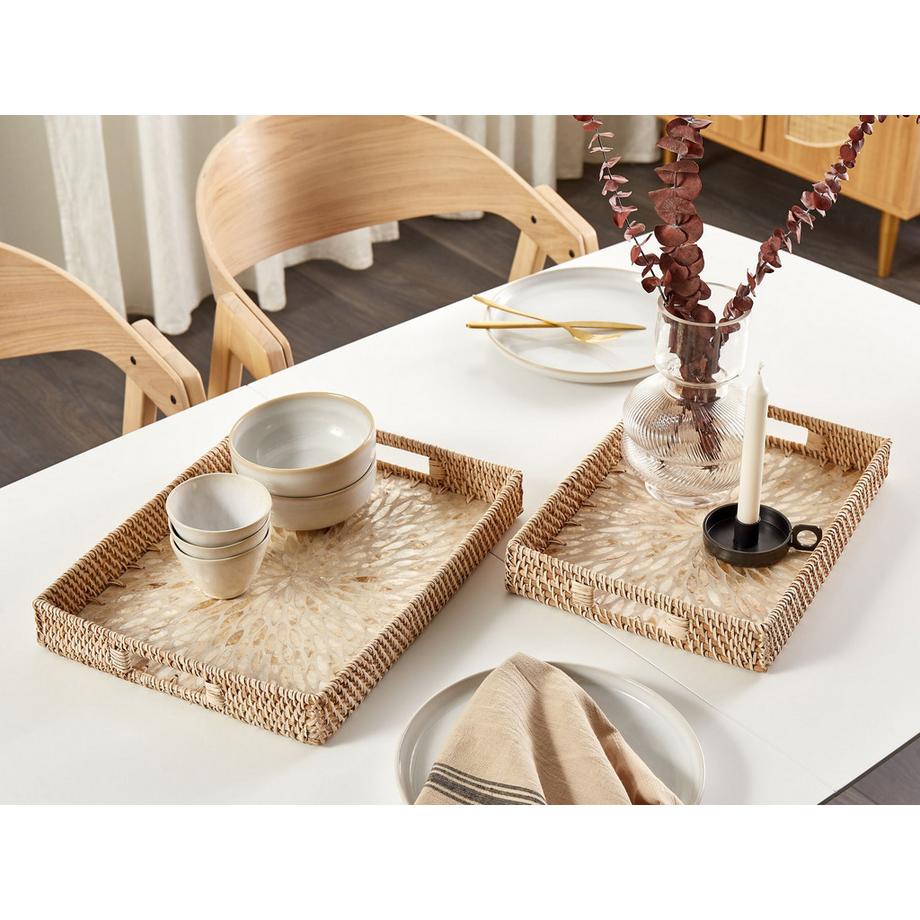 Beliani  Tablett aus Rattan Boho NDEBELE 