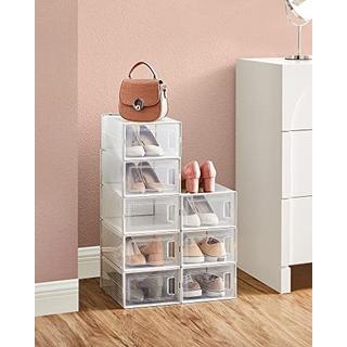 Pricenet Confezione da 8 scatole per scarpe trasparenti con sportello anteriore trasparente  