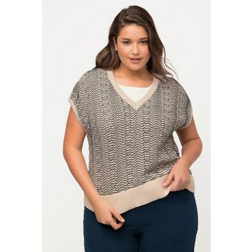 Pull sans manches en tricot texturé, à col V en coton bio