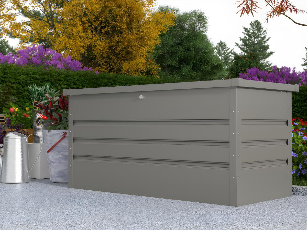 Vente-unique Coffre de rangement de jardin en acier galvanisé gris - 400L - TOMASO  