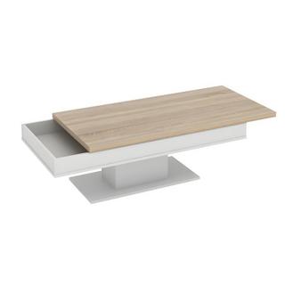 Vente-unique Tavolino con vani portaoggetti Piano effetto Rovere Bianco ASTULIA  