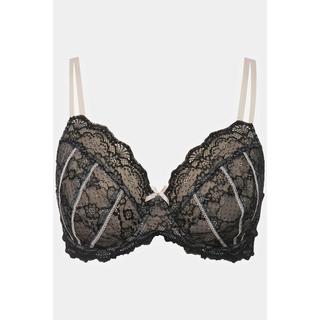 Ulla Popken  Soutien-gorge à armatures en forme de coquillage, dentelle florale, perle, bonnet C-D 