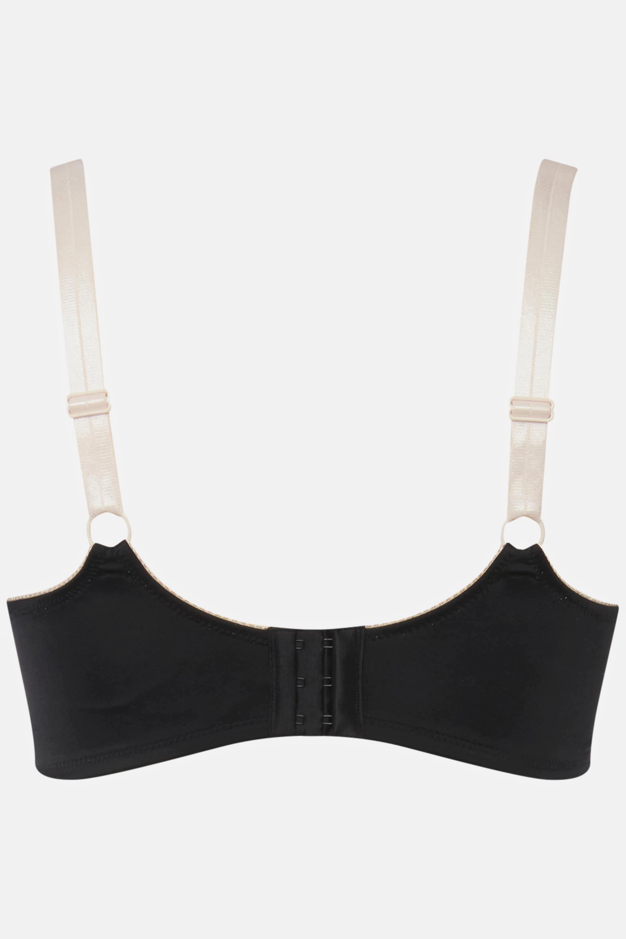 Ulla Popken  Soutien-gorge à armatures en forme de coquillage, dentelle florale, perle, bonnet C-D 