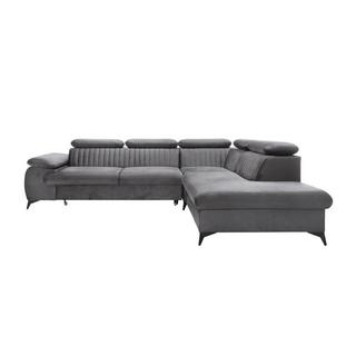 PASCAL MORABITO Großes Ecksofa mit Schlaffunktion - Ecke rechts - Samt - Anthrazit - SAMARA von Pascal Morabito  
