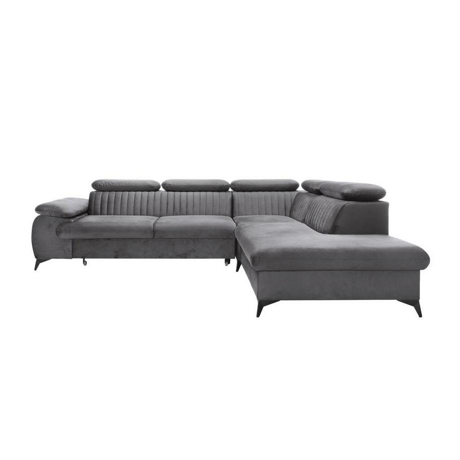 PASCAL MORABITO Großes Ecksofa mit Schlaffunktion - Ecke rechts - Samt - Anthrazit - SAMARA von Pascal Morabito  