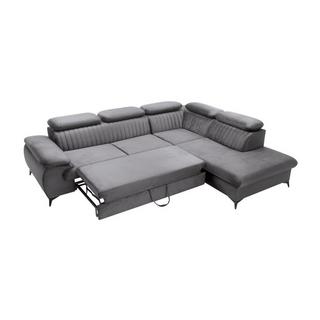PASCAL MORABITO Großes Ecksofa mit Schlaffunktion - Ecke rechts - Samt - Anthrazit - SAMARA von Pascal Morabito  