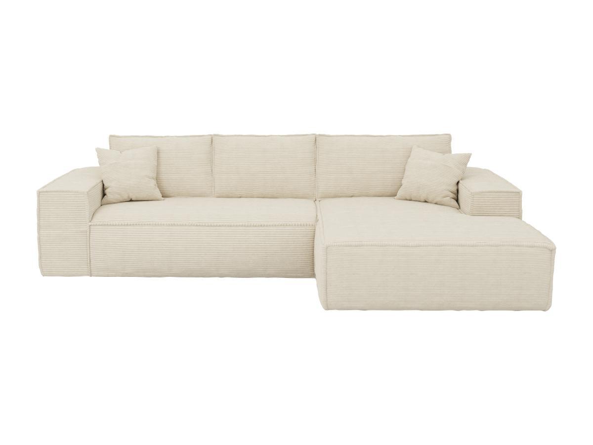 Vente-unique Eckschlafsofa mit Matratze - Ecke rechts - Cord - Beige - Liegefläche 140 cm - Matratze 14 cm mit Memory Schaum - AMELIA  