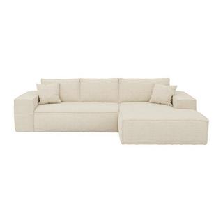 Vente-unique Eckschlafsofa mit Matratze - Ecke rechts - Cord - Beige - Liegefläche 140 cm - Matratze 14 cm mit Memory Schaum - AMELIA  