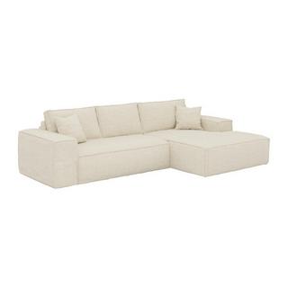 Vente-unique Eckschlafsofa mit Matratze - Ecke rechts - Cord - Beige - Liegefläche 140 cm - Matratze 14 cm mit Memory Schaum - AMELIA  