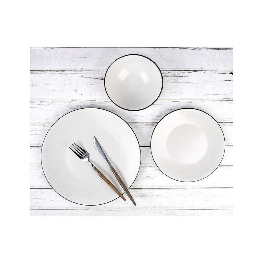 Sia  Servizio piatti pezzi in Grès Bianco sporco con profilo Nero NATIYIA di SIA 