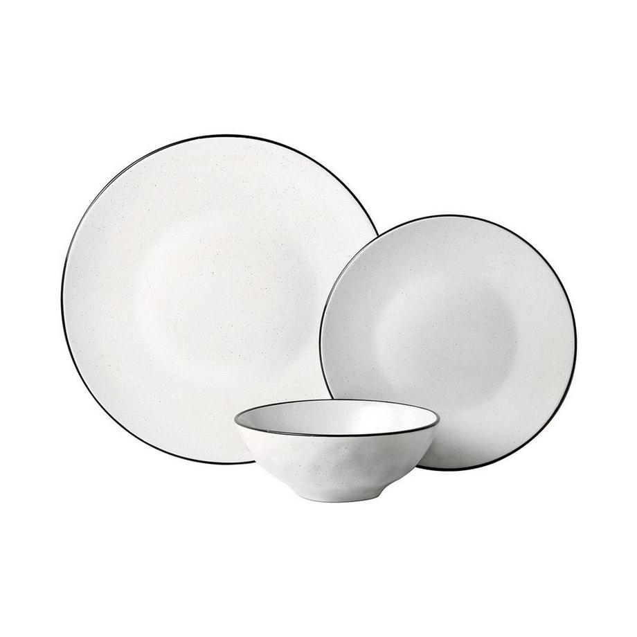 Sia  Servizio piatti pezzi in Grès Bianco sporco con profilo Nero NATIYIA di SIA 