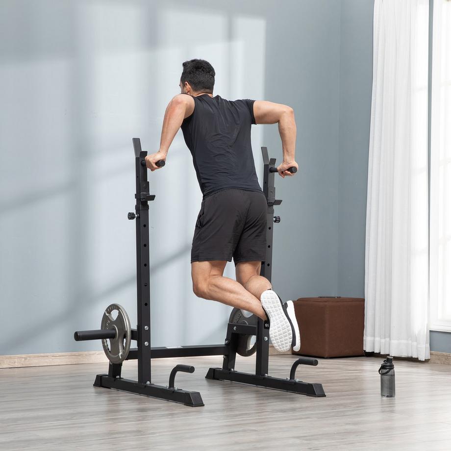 Northio  Supporto Per Manubri, Supporto Per Bilanciere Multifunzionale, Regolabile In Altezza, Portata Fino A 150 Kg, Acciaio, Nero, Per L'Allenamento Della Forza 