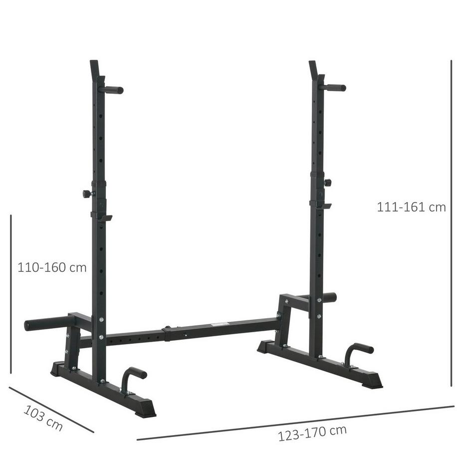 Northio  Supporto Per Manubri, Supporto Per Bilanciere Multifunzionale, Regolabile In Altezza, Portata Fino A 150 Kg, Acciaio, Nero, Per L'Allenamento Della Forza 