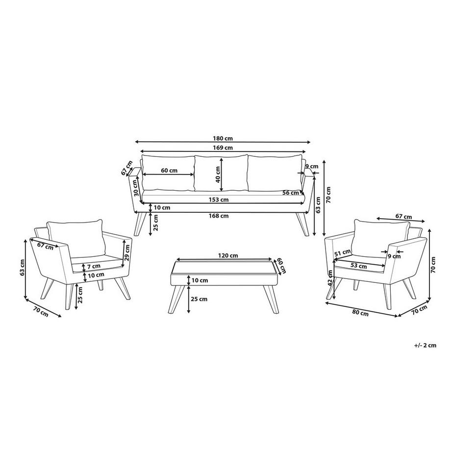 Beliani Ensemble de salon avec table en Polyrotin Boho VITTORIA XL  