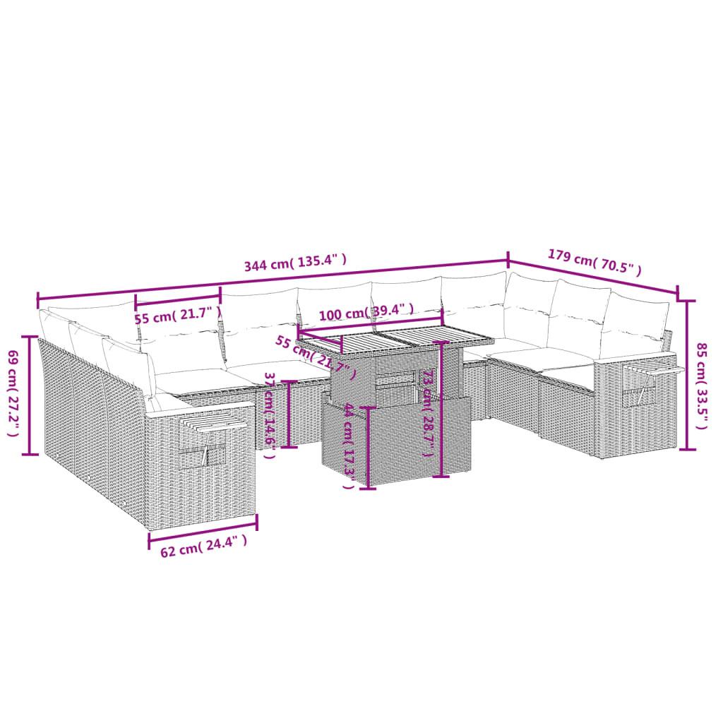 VidaXL Ensemble de canapés de jardin rotin synthétique  