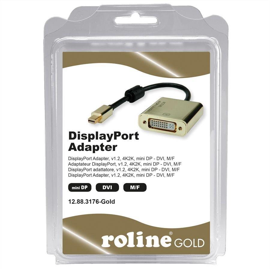 Roline  ROLINE 12.88.3176 Videokabel-Adapter 0,1 m Mini DisplayPort DVI-D Schwarz, Gold 