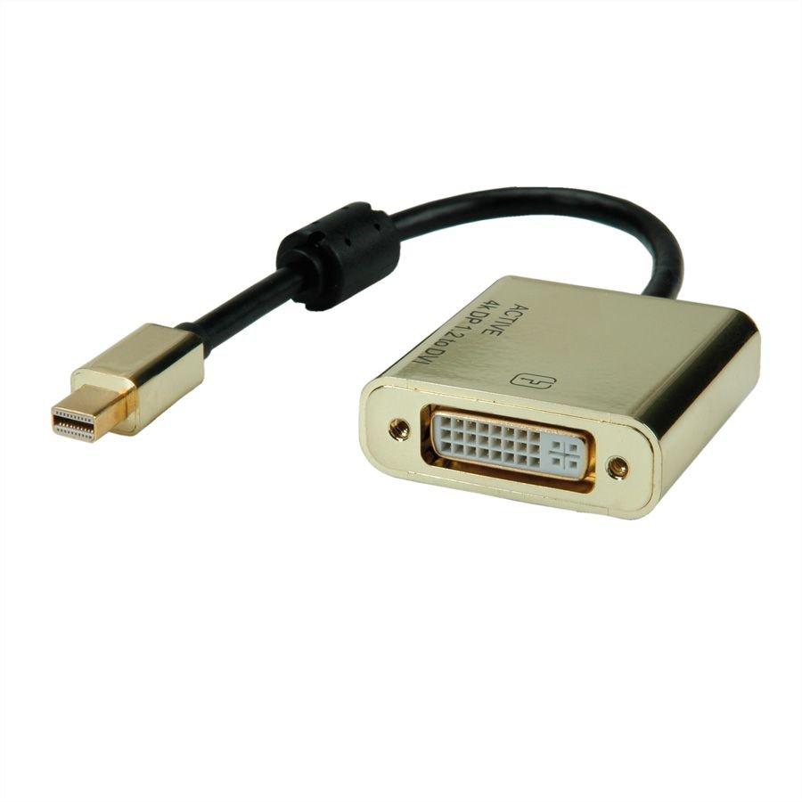 Roline  ROLINE 12.88.3176 Videokabel-Adapter 0,1 m Mini DisplayPort DVI-D Schwarz, Gold 