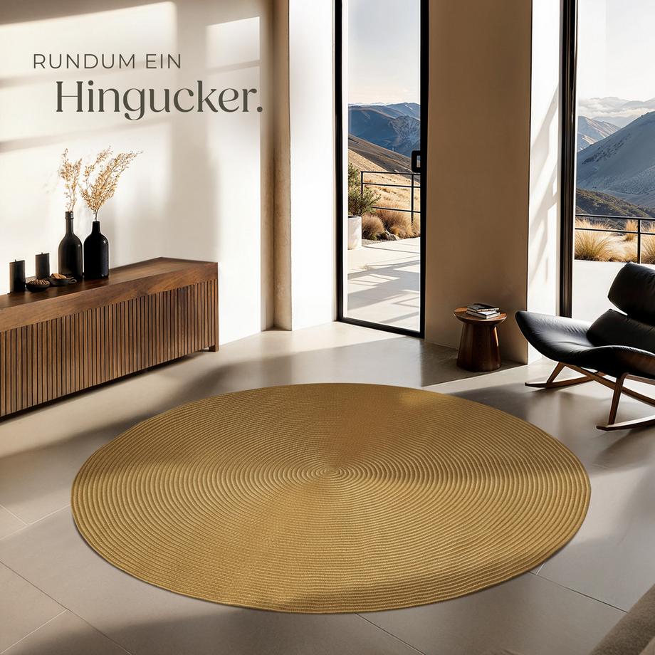 Tectake Tapis tressé en jute RAYA ø 160 cm  