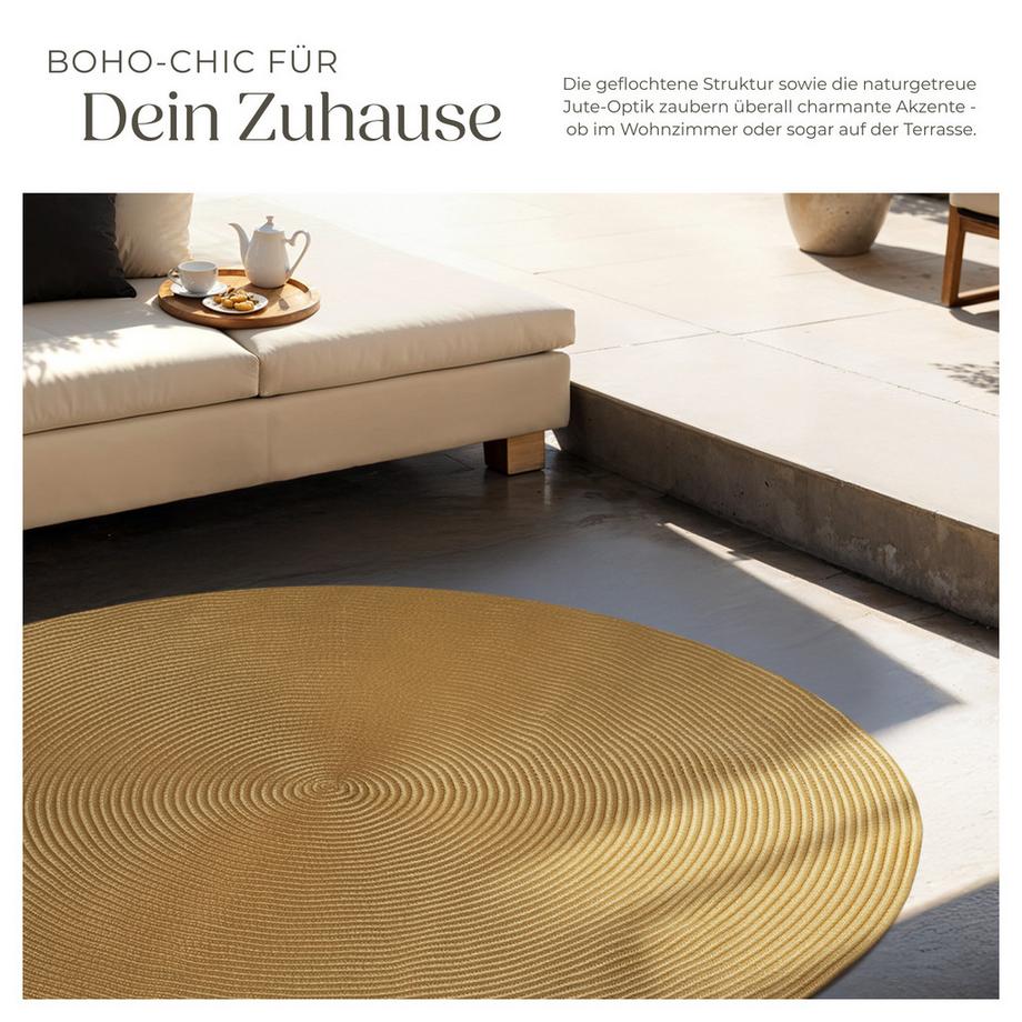 Tectake Tapis tressé en jute RAYA ø 160 cm  