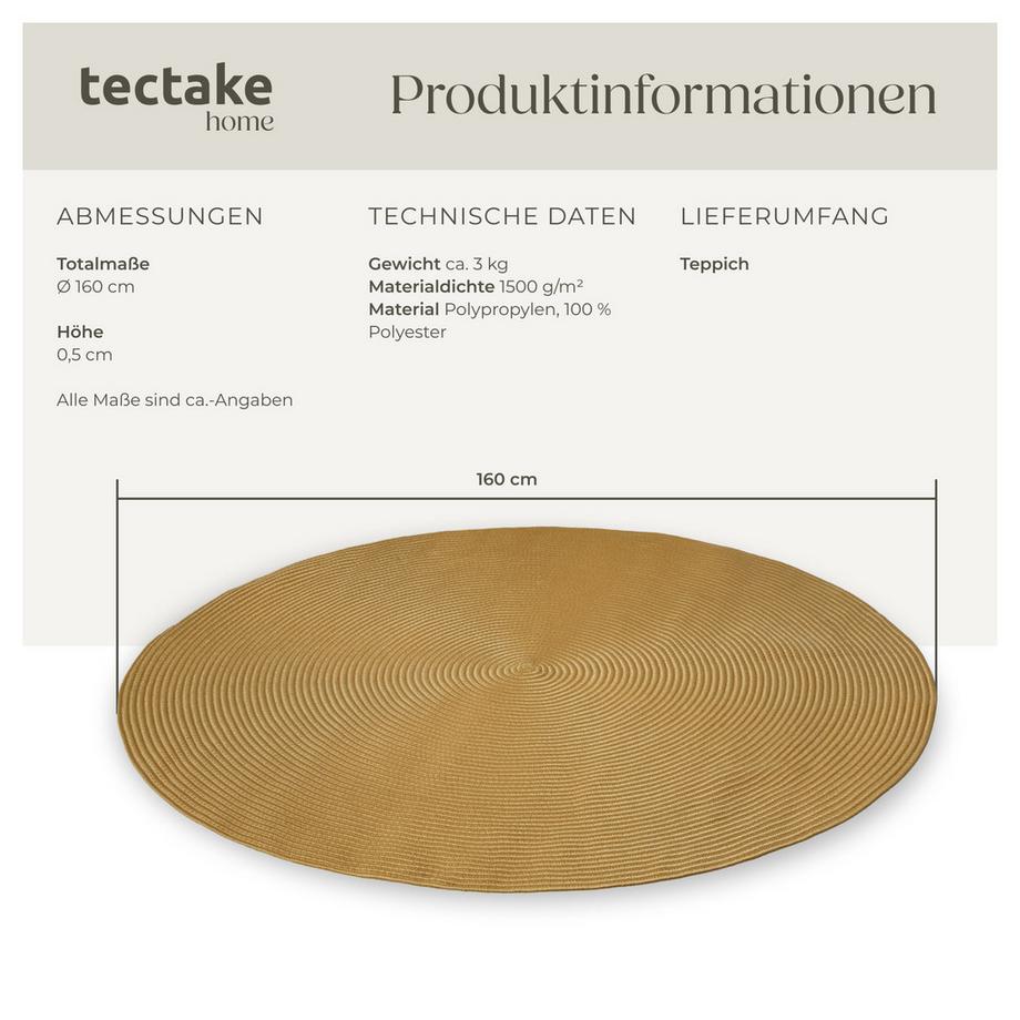 Tectake Tapis tressé en jute RAYA ø 160 cm  