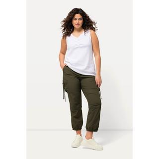 Ulla Popken  Pantaloni cargo con stile utility con cintura elastica e orli elastici 