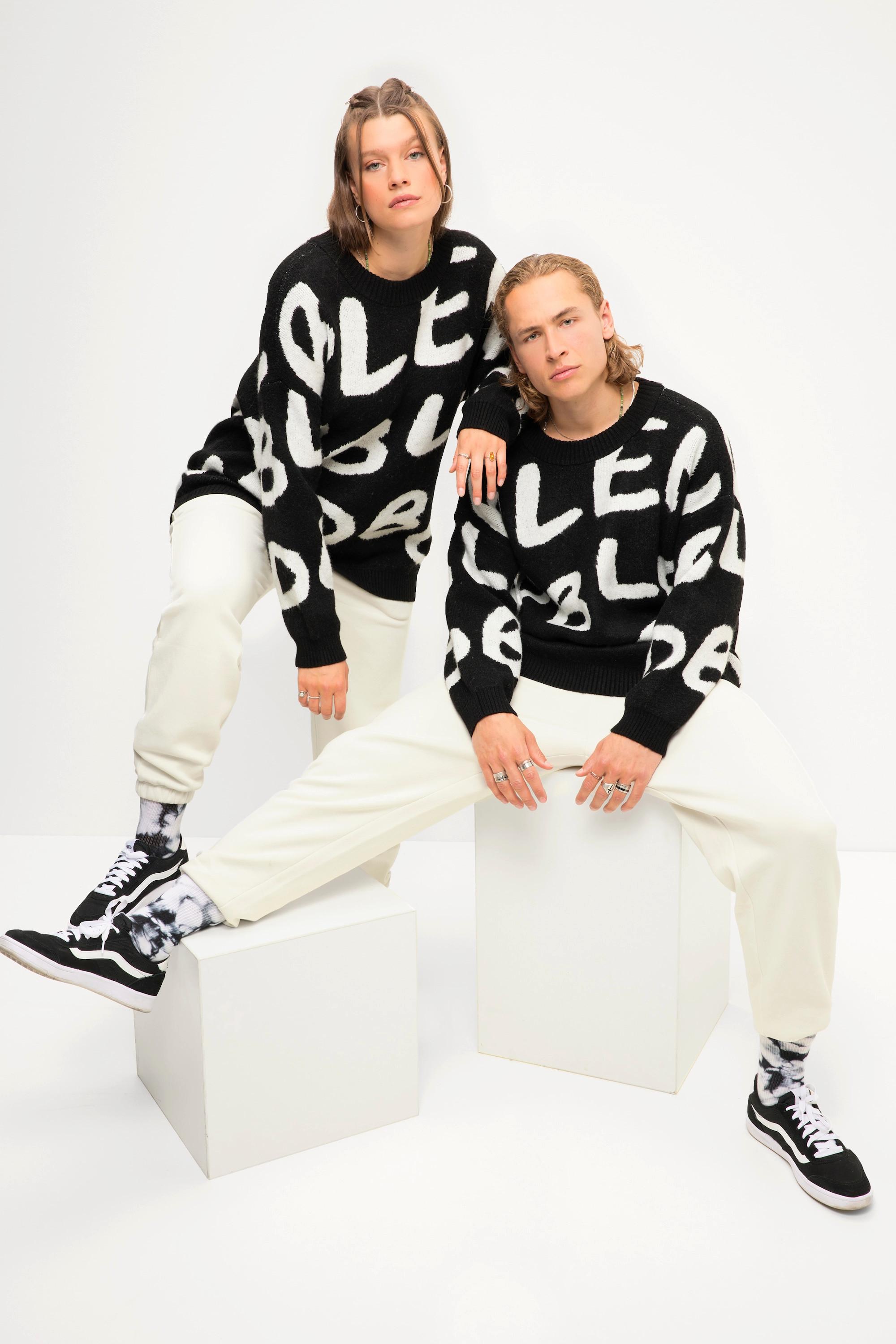 Studio Untold  Pullover, oversized, Jacquardstrick, Rundhals, Langarm, Unisex 