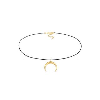 Elli  Halskette Choker Nylon Halbmond Sichel 925 Silber 