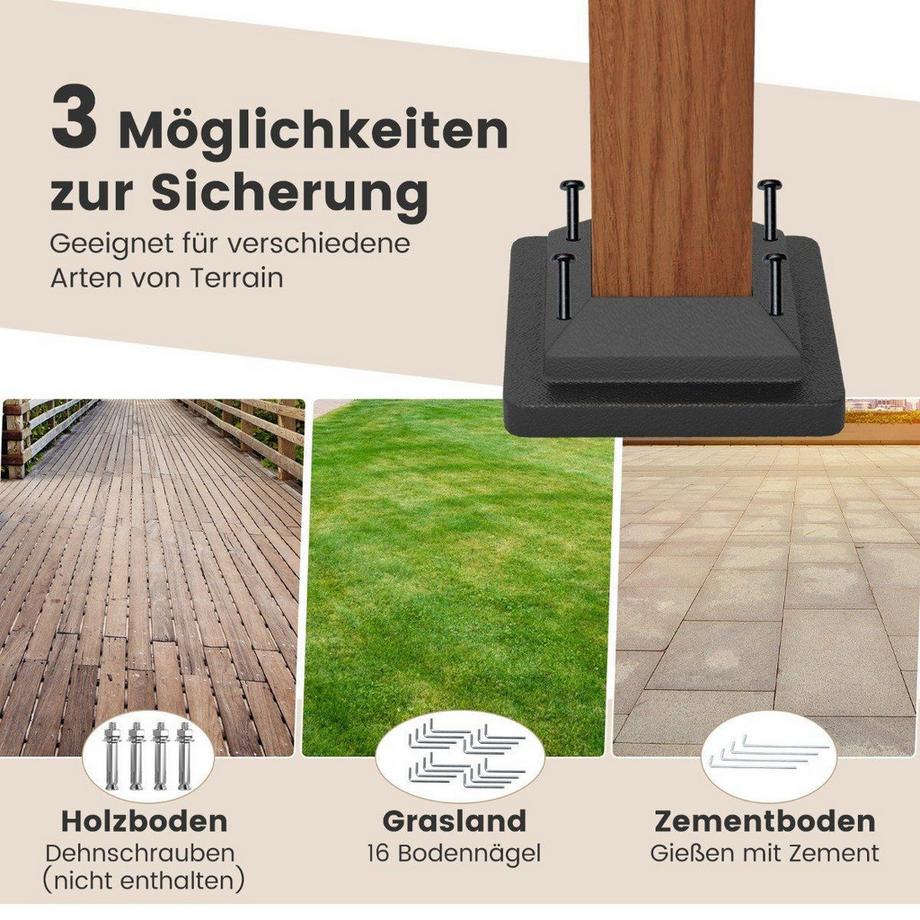 B2X Pergola 3,6 x 3 m avec toit escamotable, tonnelle imperméable, stable et résistante à l'hiver, beige  