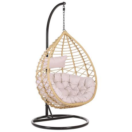 Beliani Hängesessel mit Gestell aus PE Rattan Retro ARSITA  