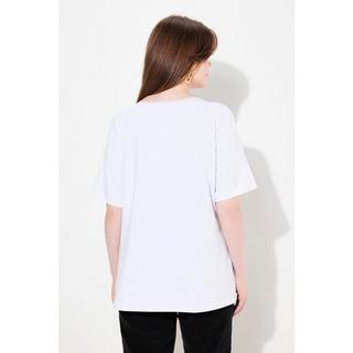 Ulla Popken  T-Shirt, Trachtenherz, Classic, V-Ausschnitt mit Spitze, Halbarm 